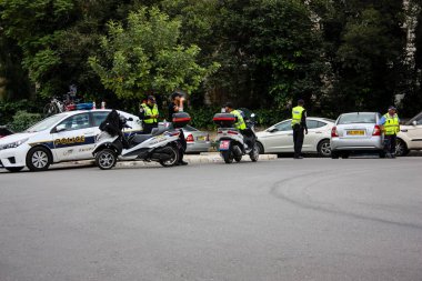 Kudüs İsrail 04 Mayıs 2018 sabah Kudüs'ün sokaklarda polis teşkilatında görünümünü