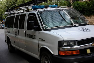 Kudüs İsrail 04 Mayıs 2018 sabah Kudüs'ün sokaklarda polis teşkilatında görünümünü