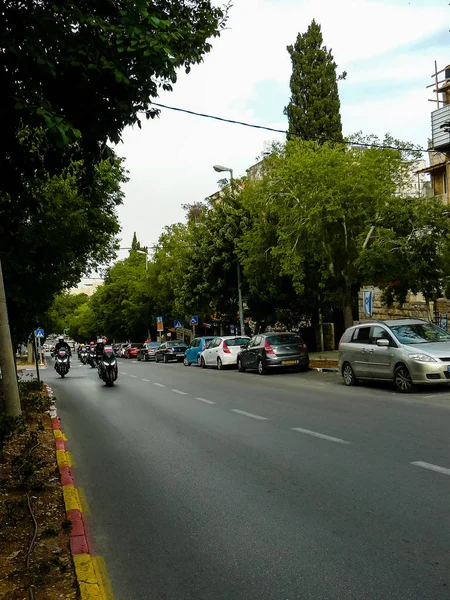 Jerusalém Israel Maio 2018 Vista Motociclistas Após Tour Giro Italiano — Fotografia de Stock