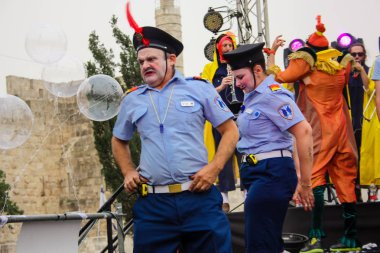 Kudüs İsrail 10 Mayıs 2018 eski şehir Kudüs, durdurulamaz sevinç Dans Festivali Altın diş Festivali'nde orta Krallığı kutlamaları akşam sahne