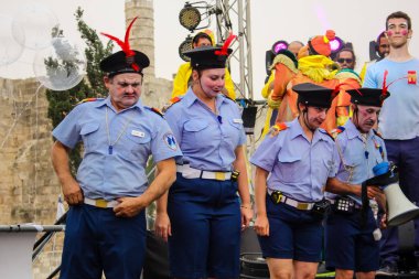 Kudüs İsrail 10 Mayıs 2018 eski şehir Kudüs, durdurulamaz sevinç Dans Festivali Altın diş Festivali'nde orta Krallığı kutlamaları akşam sahne
