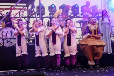 Kudüs İsrail 10 Mayıs 2018 eski şehir Kudüs, durdurulamaz sevinç Dans Festivali Altın diş Festivali'nde orta Krallığı kutlamaları akşam sahne