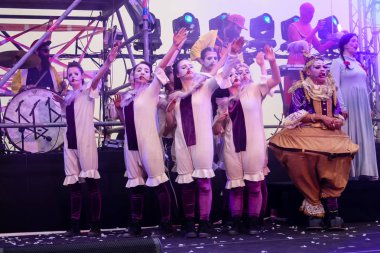 Kudüs İsrail 10 Mayıs 2018 eski şehir Kudüs, durdurulamaz sevinç Dans Festivali Altın diş Festivali'nde orta Krallığı kutlamaları akşam sahne