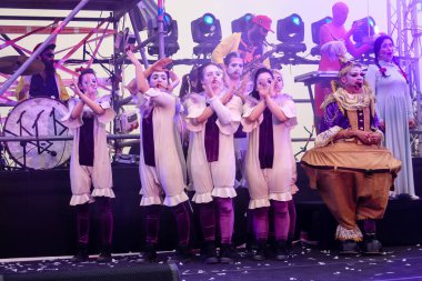 Kudüs İsrail 10 Mayıs 2018 eski şehir Kudüs, durdurulamaz sevinç Dans Festivali Altın diş Festivali'nde orta Krallığı kutlamaları akşam sahne