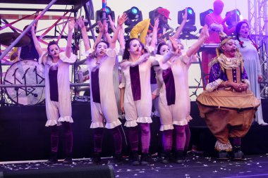 Kudüs İsrail 10 Mayıs 2018 eski şehir Kudüs, durdurulamaz sevinç Dans Festivali Altın diş Festivali'nde orta Krallığı kutlamaları akşam sahne