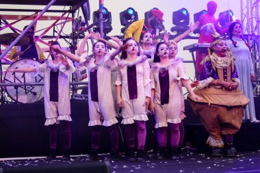 Kudüs İsrail 10 Mayıs 2018 eski şehir Kudüs, durdurulamaz sevinç Dans Festivali Altın diş Festivali'nde orta Krallığı kutlamaları akşam sahne