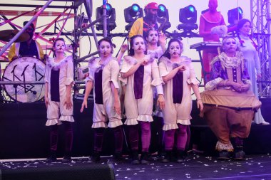 Kudüs İsrail 10 Mayıs 2018 eski şehir Kudüs, durdurulamaz sevinç Dans Festivali Altın diş Festivali'nde orta Krallığı kutlamaları akşam sahne