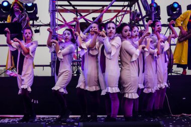 Kudüs İsrail 10 Mayıs 2018 eski şehir Kudüs, durdurulamaz sevinç Dans Festivali Altın diş Festivali'nde orta Krallığı kutlamaları akşam sahne