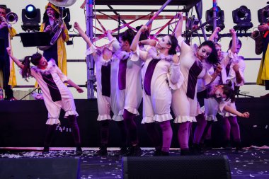 Kudüs İsrail 10 Mayıs 2018 eski şehir Kudüs, durdurulamaz sevinç Dans Festivali Altın diş Festivali'nde orta Krallığı kutlamaları akşam sahne