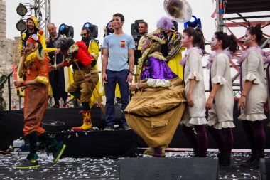 Kudüs İsrail 10 Mayıs 2018 eski şehir Kudüs, durdurulamaz sevinç Dans Festivali Altın diş Festivali'nde orta Krallığı kutlamaları akşam sahne