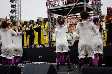 Kudüs İsrail 10 Mayıs 2018 eski şehir Kudüs, durdurulamaz sevinç Dans Festivali Altın diş Festivali'nde orta Krallığı kutlamaları akşam sahne