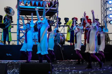 Kudüs İsrail 10 Mayıs 2018 eski şehir Kudüs, durdurulamaz sevinç Dans Festivali Altın diş Festivali'nde orta Krallığı kutlamaları akşam sahne