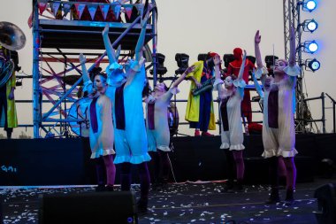 Kudüs İsrail 10 Mayıs 2018 eski şehir Kudüs, durdurulamaz sevinç Dans Festivali Altın diş Festivali'nde orta Krallığı kutlamaları akşam sahne