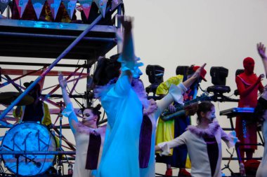 Kudüs İsrail 10 Mayıs 2018 eski şehir Kudüs, durdurulamaz sevinç Dans Festivali Altın diş Festivali'nde orta Krallığı kutlamaları akşam sahne