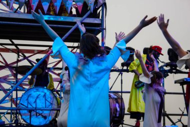 Kudüs İsrail 10 Mayıs 2018 eski şehir Kudüs, durdurulamaz sevinç Dans Festivali Altın diş Festivali'nde orta Krallığı kutlamaları akşam sahne