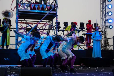 Kudüs İsrail 10 Mayıs 2018 eski şehir Kudüs, durdurulamaz sevinç Dans Festivali Altın diş Festivali'nde orta Krallığı kutlamaları akşam sahne