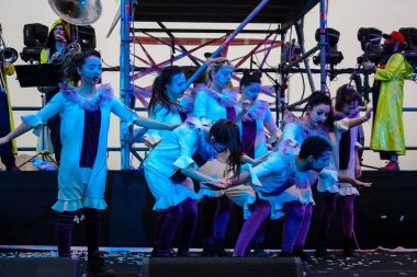 Kudüs İsrail 10 Mayıs 2018 eski şehir Kudüs, durdurulamaz sevinç Dans Festivali Altın diş Festivali'nde orta Krallığı kutlamaları akşam sahne