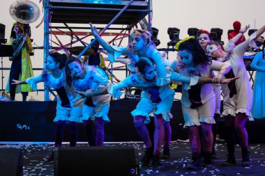 Kudüs İsrail 10 Mayıs 2018 eski şehir Kudüs, durdurulamaz sevinç Dans Festivali Altın diş Festivali'nde orta Krallığı kutlamaları akşam sahne