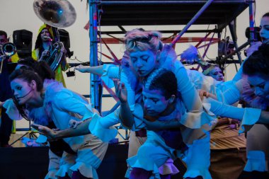 Kudüs İsrail 10 Mayıs 2018 eski şehir Kudüs, durdurulamaz sevinç Dans Festivali Altın diş Festivali'nde orta Krallığı kutlamaları akşam sahne