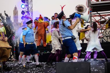 Kudüs İsrail 10 Mayıs 2018 eski şehir Kudüs, durdurulamaz sevinç Dans Festivali Altın diş Festivali'nde orta Krallığı kutlamaları akşam sahne