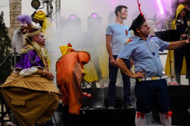 Kudüs İsrail 10 Mayıs 2018 eski şehir Kudüs, durdurulamaz sevinç Dans Festivali Altın diş Festivali'nde orta Krallığı kutlamaları akşam sahne