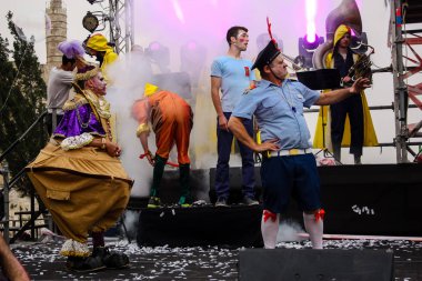 Kudüs İsrail 10 Mayıs 2018 eski şehir Kudüs, durdurulamaz sevinç Dans Festivali Altın diş Festivali'nde orta Krallığı kutlamaları akşam sahne