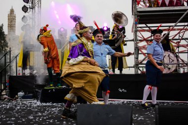 Kudüs İsrail 10 Mayıs 2018 eski şehir Kudüs, durdurulamaz sevinç Dans Festivali Altın diş Festivali'nde orta Krallığı kutlamaları akşam sahne