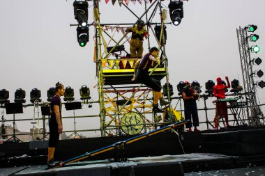 Kudüs İsrail 10 Mayıs 2018 Orta Krallık Kudüs'ün eski şehri altın diş festivalde, Kraliyet üstgeçidin animasyon akşam kutlamaları