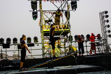 Kudüs İsrail 10 Mayıs 2018 Orta Krallık Kudüs'ün eski şehri altın diş festivalde, Kraliyet üstgeçidin animasyon akşam kutlamaları