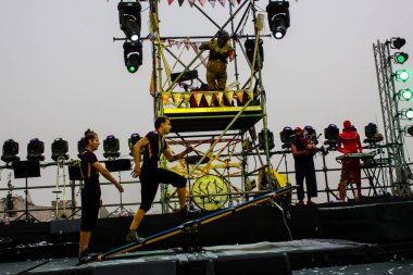 Kudüs İsrail 10 Mayıs 2018 Orta Krallık Kudüs'ün eski şehri altın diş festivalde, Kraliyet üstgeçidin animasyon akşam kutlamaları
