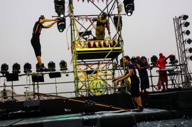 Kudüs İsrail 10 Mayıs 2018 Orta Krallık Kudüs'ün eski şehri altın diş festivalde, Kraliyet üstgeçidin animasyon akşam kutlamaları
