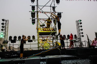Kudüs İsrail 10 Mayıs 2018 Orta Krallık Kudüs'ün eski şehri altın diş festivalde, Kraliyet üstgeçidin animasyon akşam kutlamaları