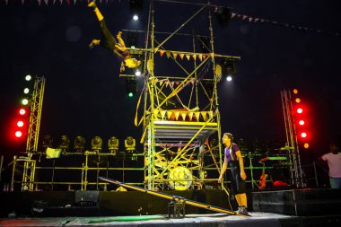 Kudüs İsrail 10 Mayıs 2018 Orta Krallık Kudüs'ün eski şehri altın diş festivalde, Kraliyet üstgeçidin animasyon akşam kutlamaları