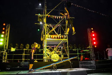 Kudüs İsrail 10 Mayıs 2018 Orta Krallık Kudüs'ün eski şehri altın diş festivalde, Kraliyet üstgeçidin animasyon akşam kutlamaları
