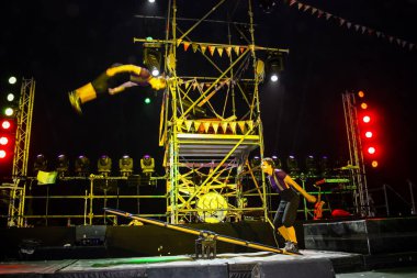 Kudüs İsrail 10 Mayıs 2018 Orta Krallık Kudüs'ün eski şehri altın diş festivalde, Kraliyet üstgeçidin animasyon akşam kutlamaları