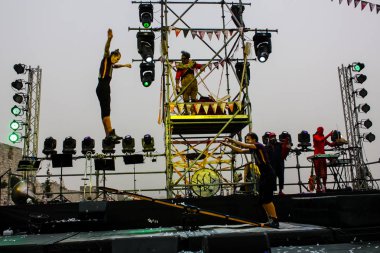 Kudüs İsrail 10 Mayıs 2018 Orta Krallık Kudüs'ün eski şehri altın diş festivalde, Kraliyet üstgeçidin animasyon akşam kutlamaları