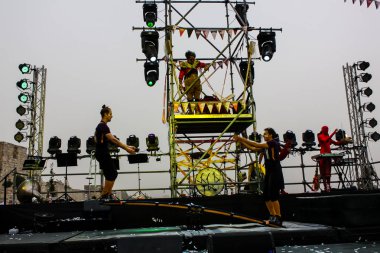 Kudüs İsrail 10 Mayıs 2018 Orta Krallık Kudüs'ün eski şehri altın diş festivalde, Kraliyet üstgeçidin animasyon akşam kutlamaları