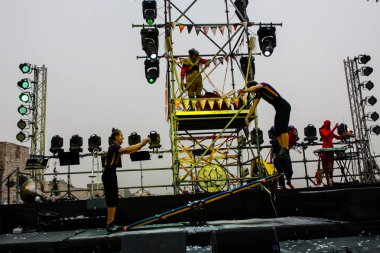 Kudüs İsrail 10 Mayıs 2018 Orta Krallık Kudüs'ün eski şehri altın diş festivalde, Kraliyet üstgeçidin animasyon akşam kutlamaları