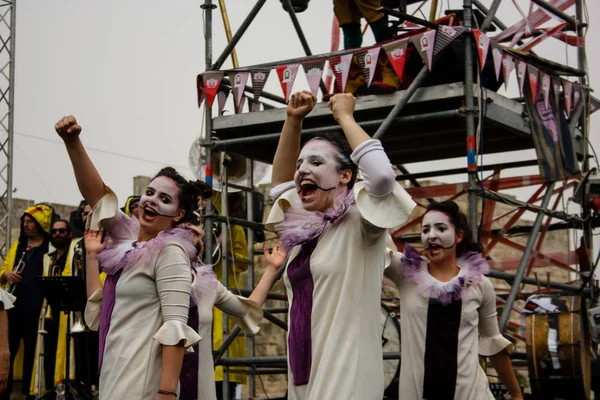 Kudüs İsrail 10 Mayıs 2018 eski şehir Kudüs, durdurulamaz sevinç Dans Festivali Altın diş Festivali'nde orta Krallığı kutlamaları akşam sahne