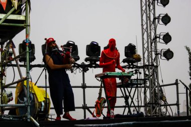 Kudüs İsrail 10 Mayıs 2018 Eski Kudüs şehri, altın diş Festivali'nde orta Krallığı kutlamaları görüntülemek sanatçıların festival sahne akşamı