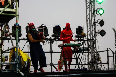 Kudüs İsrail 10 Mayıs 2018 Eski Kudüs şehri, altın diş Festivali'nde orta Krallığı kutlamaları görüntülemek sanatçıların festival sahne akşamı