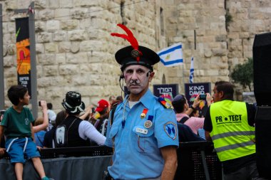 Kudüs İsrail 10 Mayıs 2018 Eski Kudüs şehri, altın diş Festivali'nde orta Krallığı kutlamaları görüntülemek sanatçıların festival sahne akşamı