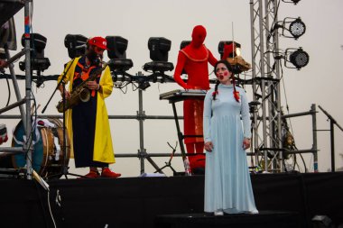 Kudüs İsrail 10 Mayıs 2018 Eski Kudüs şehri, altın diş Festivali'nde orta Krallığı kutlamaları görüntülemek sanatçıların festival sahne akşamı