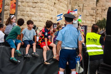 Kudüs İsrail 10 Mayıs 2018 Eski Kudüs şehri, altın diş Festivali'nde orta Krallığı kutlamaları görüntülemek sanatçıların festival sahne akşamı