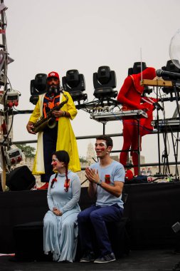 Kudüs İsrail 10 Mayıs 2018 Eski Kudüs şehri, altın diş Festivali'nde orta Krallığı kutlamaları görüntülemek sanatçıların festival sahne akşamı