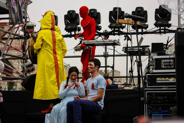 Kudüs İsrail 10 Mayıs 2018 Eski Kudüs şehri, altın diş Festivali'nde orta Krallığı kutlamaları görüntülemek sanatçıların festival sahne akşamı