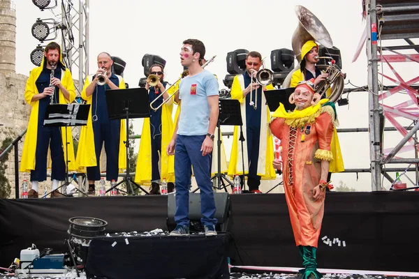 Kudüs İsrail 10 Mayıs 2018 Eski Kudüs şehri, altın diş Festivali'nde orta Krallığı kutlamaları görüntülemek sanatçıların festival sahne akşamı