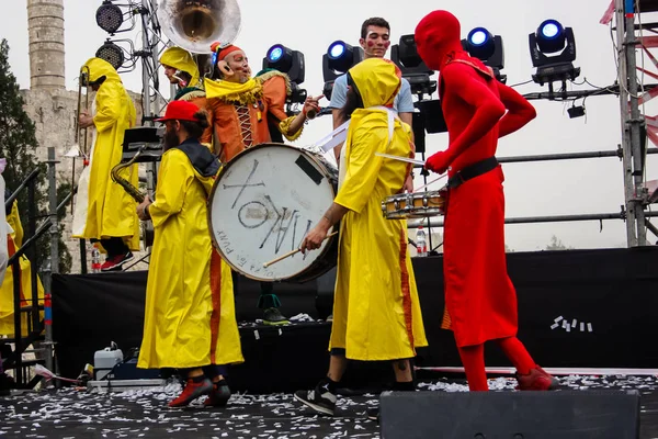 Kudüs İsrail 10 Mayıs 2018 Eski Kudüs şehri, altın diş Festivali'nde orta Krallığı kutlamaları görüntülemek sanatçıların festival sahne akşamı