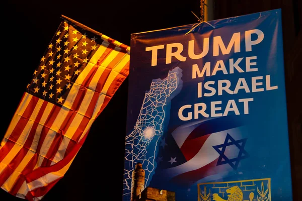 Blick Auf Die Flagge Der Usa Der Israel Night — Stockfoto