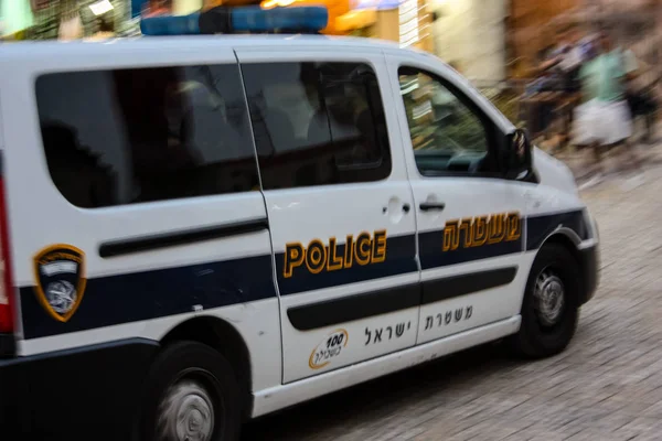 Jerusalem Israel Maj 2018 Israelisk Polisbil Gatan Jerusalems Gamla Stad — Stockfoto